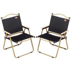 2 Pack Folding Camping Chair, Lightweight & Portable Beach Chairs Armchairs, Perfect for Festivals, Fishing, Picnic and Hiking, Black