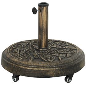 Round Patio Umbrella Base, 46 lbs Resin Umbrella Base with Wheels, Outdoor Umbrella Stand for 1.3"/1.5"/1.9" Umbrella Poles for Outdoor, Lawn, Poolsi