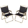 Folding Camping Chairs Set of 2 Lightweight Portable Armchairs for Outdoor Festivals Fishing Beach Black