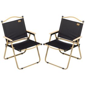 Folding Camping Chairs Set of 2 Lightweight Portable Armchairs for Outdoor Festivals Fishing Beach Black