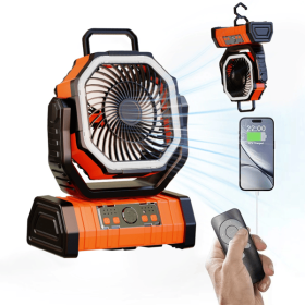 Battery Portable Camping Fan 20000mAh Rechargeable Power Bank with 270° Rotation