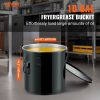 Fryer Grease Bucket, 10 Gal Oil Disposal Caddy Stainless Steel Fryer Oil Bucket Rust-Proof Coating, Oil Transport Container with Lid, Lock Clips