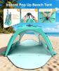 Beach Tent Sun Shelter for 5-6 Person, Pop Up Beach Canopy, UPF 30+ UV Protection, Breathable Mesh Window
