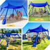 Beach Tent Sun Shelter UPF 50+,10x10 FT Beach Canopy Tent Sun Shade,Pop Up Beach Canopy with 8 Sandbags, Outdoor Beach Shade for Camping Trips