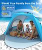 Beach Tent Sun Shelter for 5-6 Person, Pop Up Beach Canopy, UPF 30+ UV Protection, Breathable Mesh Window