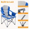 Oversized Camping Folding Chair, Heavy Duty Padded Chair with Cup Holder Storage and Cooler Bag, 5000 LBS Steel Frame, Portable for Outdoor